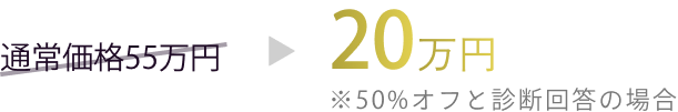 通常価格55万円⇛20万円 ※50%オフと診断回答の場合
